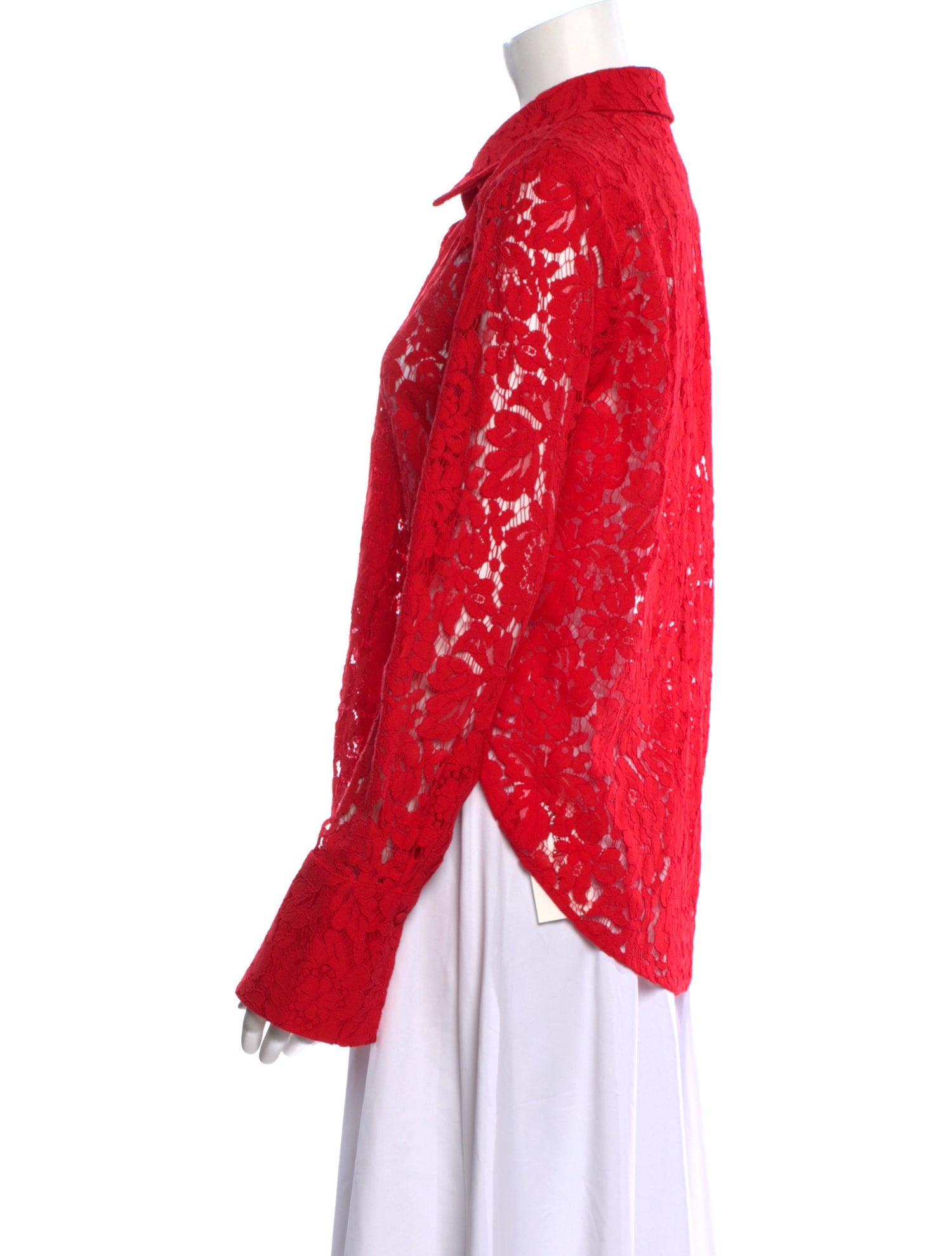 Generation Love Lace Pattern Long Sleeve Button-Up Top