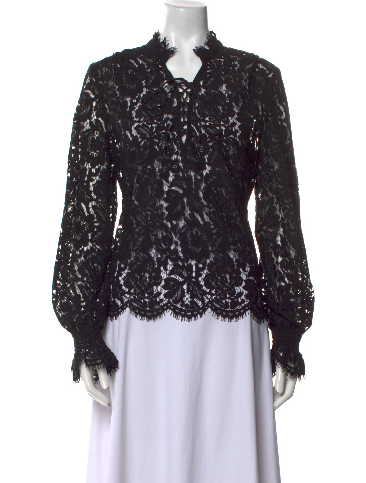 Generation Love Lace Pattern Mock Neck Blouse