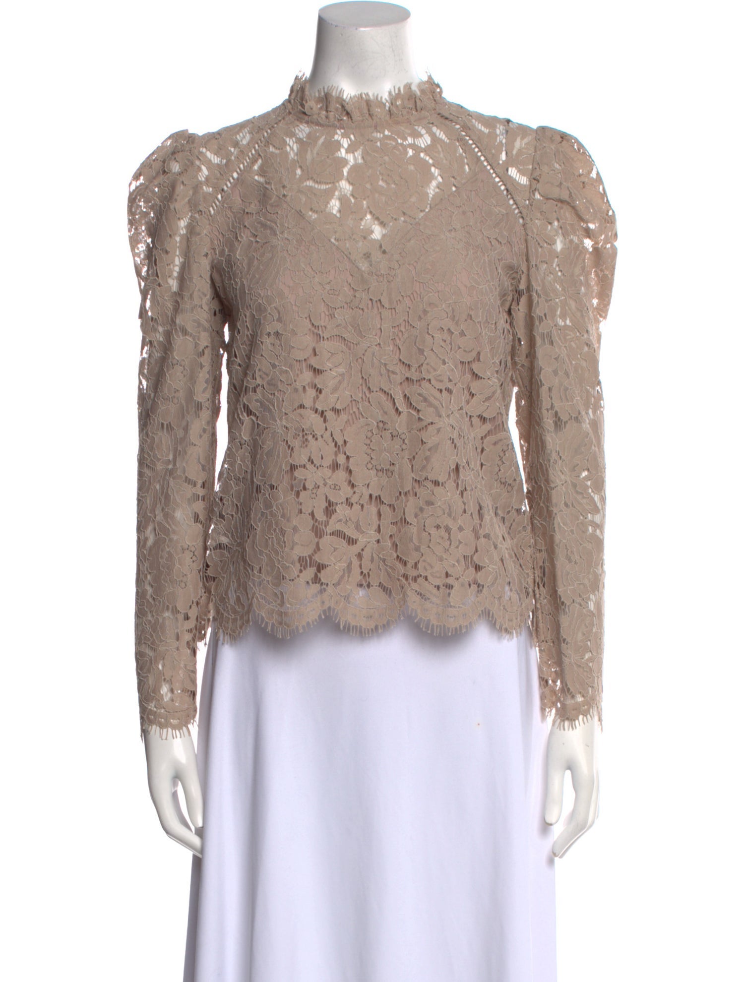 Generation Love Lace Pattern Mock Neck Blouse