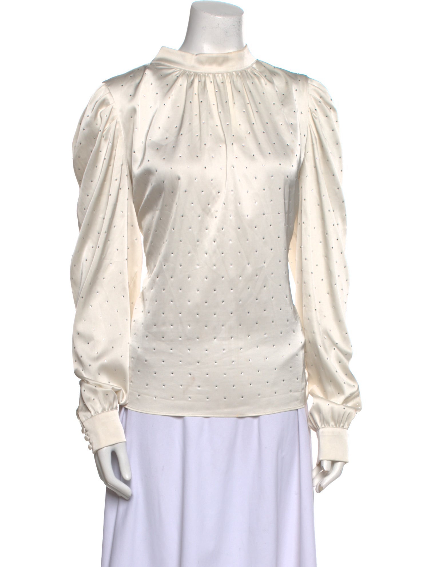 Generation Love Polka Dot Print Mock Neck Blouse