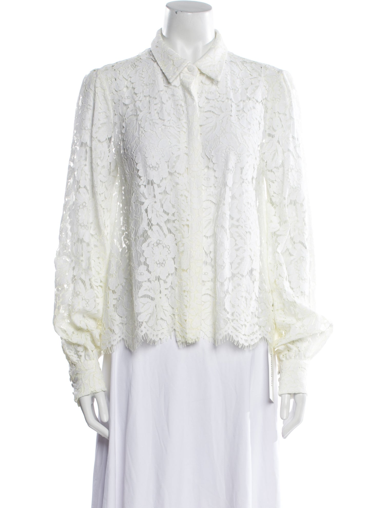 Generation Love Lace Pattern Long Sleeve Button-Up Top