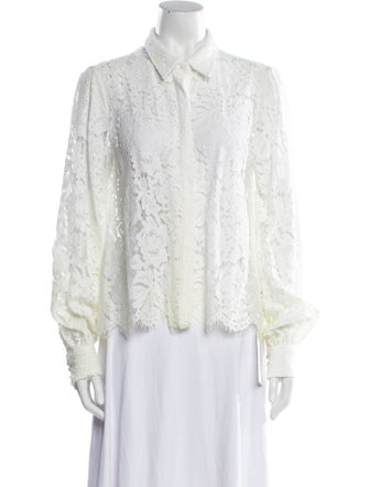 Generation Love Lace Pattern Long Sleeve Button-Up Top