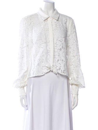 Generation Love Lace Pattern Three-Quarter Sleeve Button-Up Top