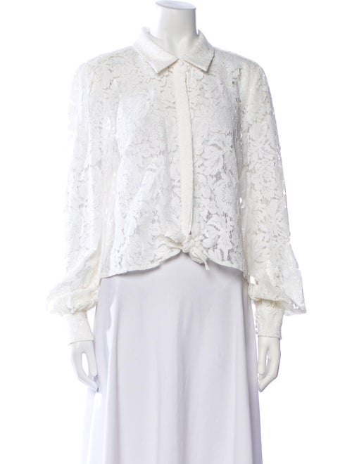 Generation Love Lace Pattern Three-Quarter Sleeve Button-Up Top