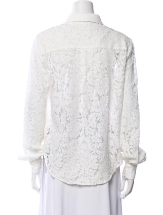 Generation Love Lace Pattern Three-Quarter Sleeve Button-Up Top