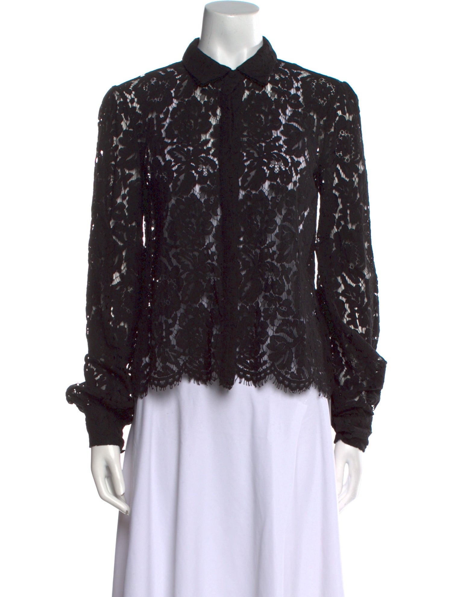 Generation Love Lace Pattern Long Sleeve Button-Up Top