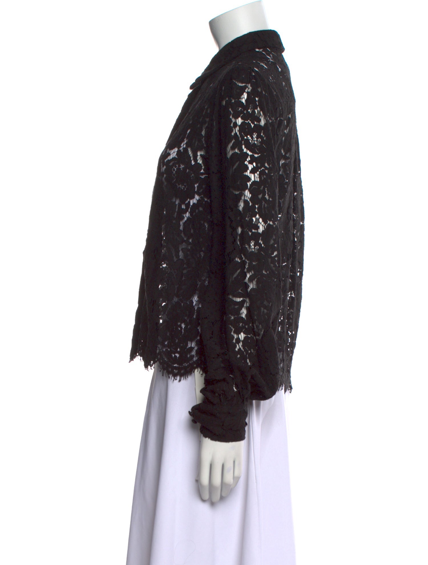 Generation Love Lace Pattern Long Sleeve Button-Up Top