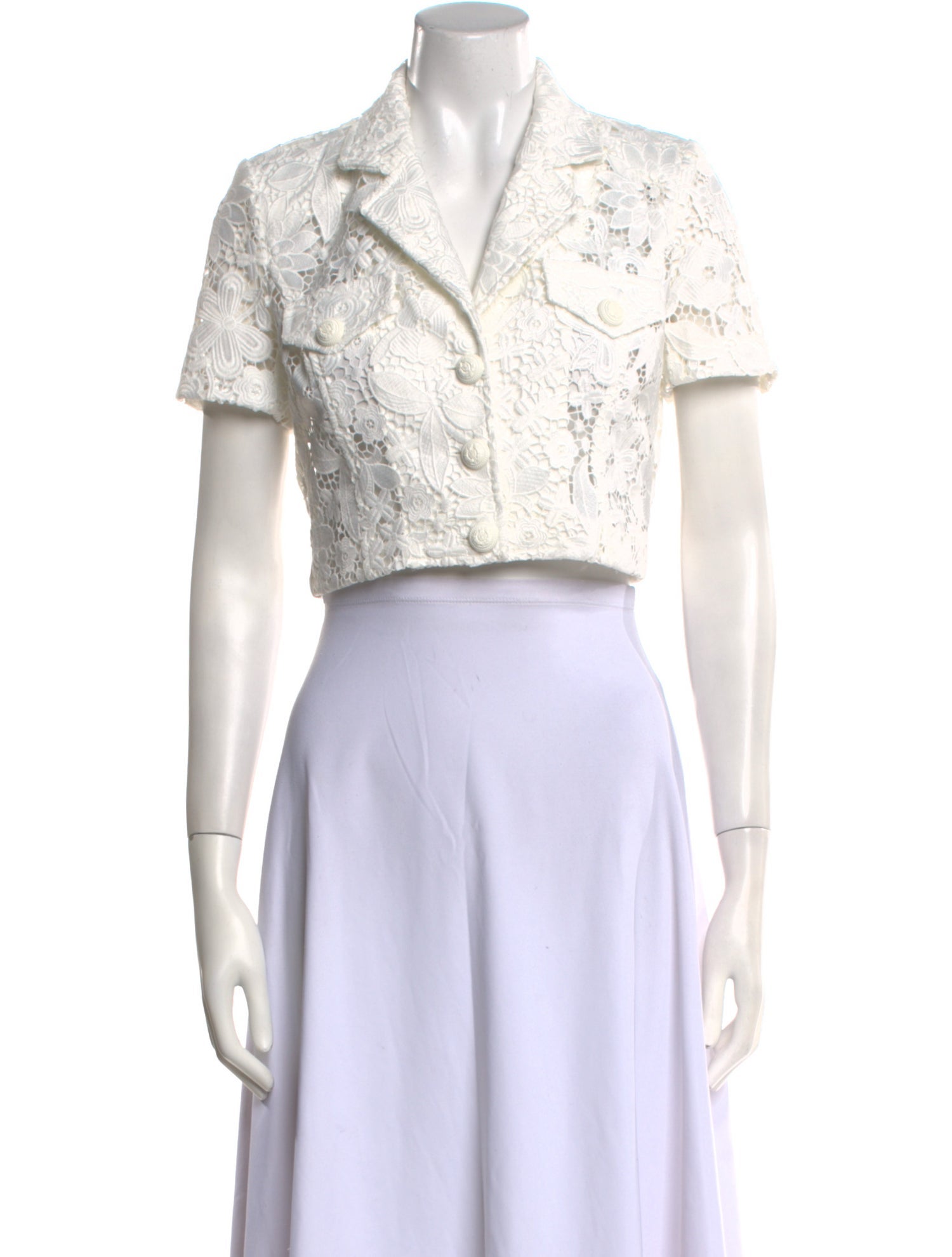 Generation Love Lace Pattern Short Sleeve Crop Top