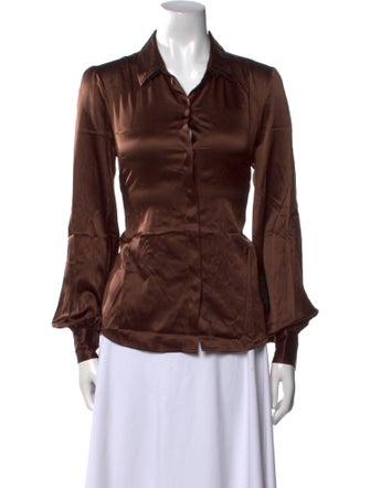 Generation Love Silk Long Sleeve Button-Up Top