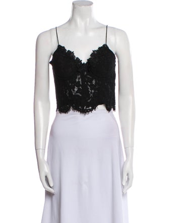 Generation Love Lace Pattern V-Neck Crop Top