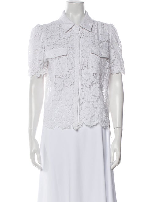 Generation Love Lace Pattern Short Sleeve Button-Up Top