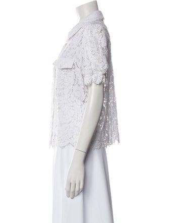 Generation Love Lace Pattern Short Sleeve Button-Up Top