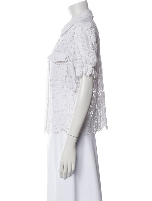 Generation Love Lace Pattern Short Sleeve Button-Up Top