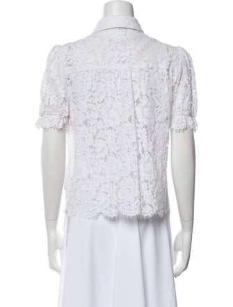 Generation Love Lace Pattern Short Sleeve Button-Up Top