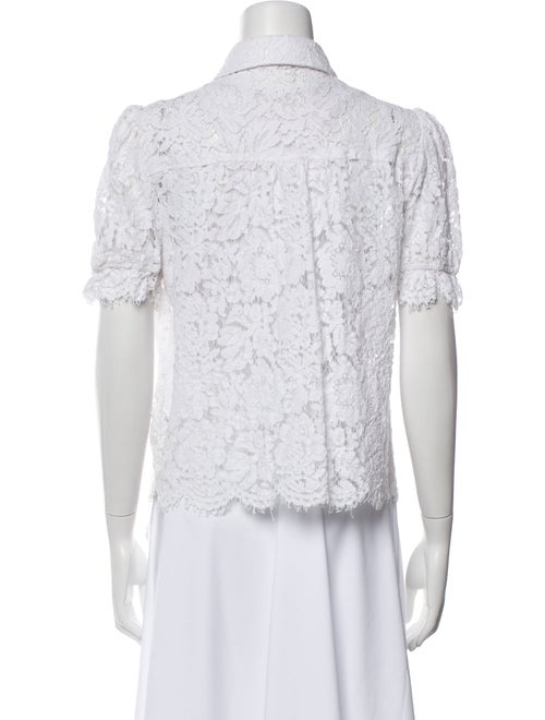 Generation Love Lace Pattern Short Sleeve Button-Up Top