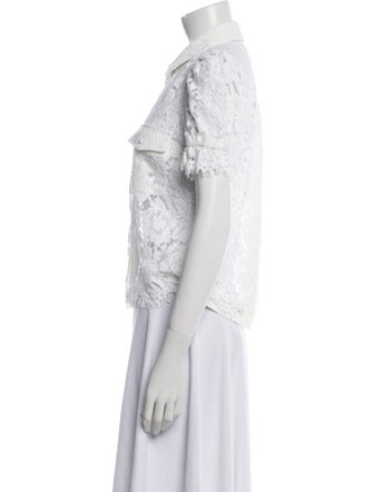 Generation Love Lace Pattern Short Sleeve Button-Up Top