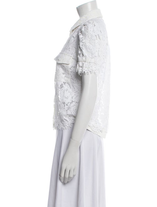 Generation Love Lace Pattern Short Sleeve Button-Up Top