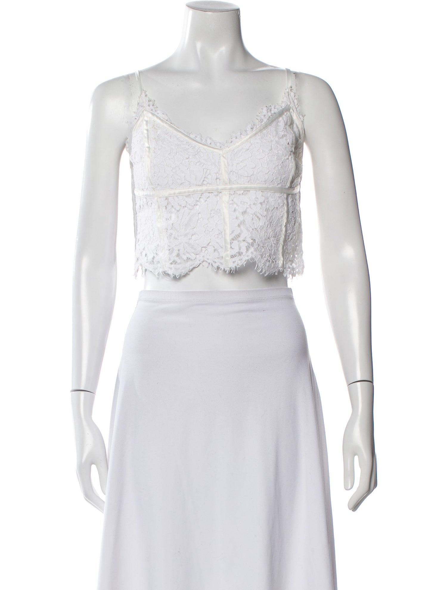 Generation Love Lace Pattern V-Neck Crop Top