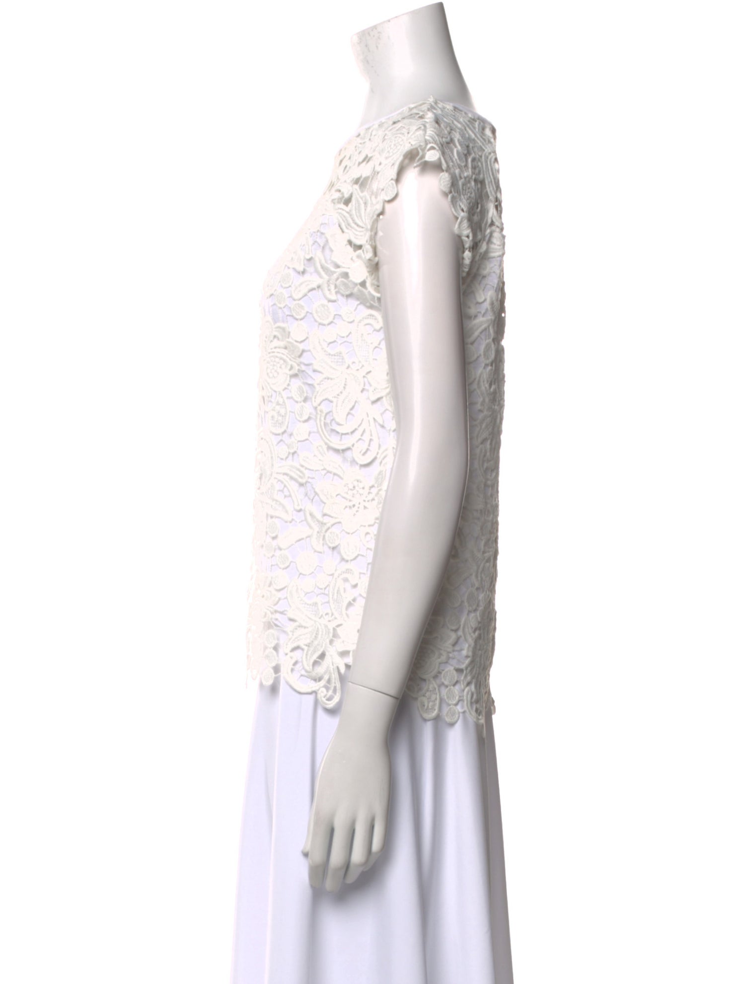 Generation Love Lace Pattern Bateau Neckline Top