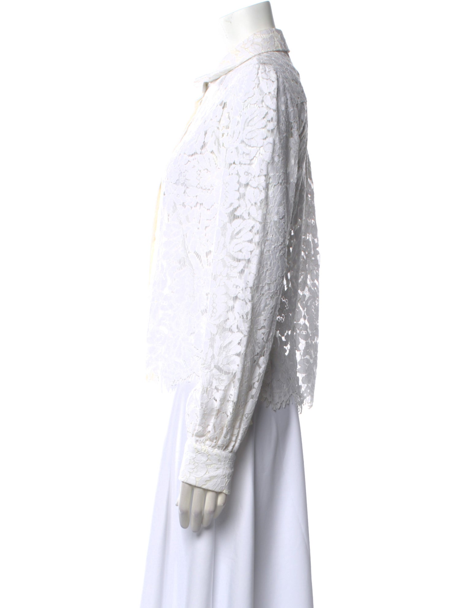 Generation Love Lace Pattern Long Sleeve Button-Up Top