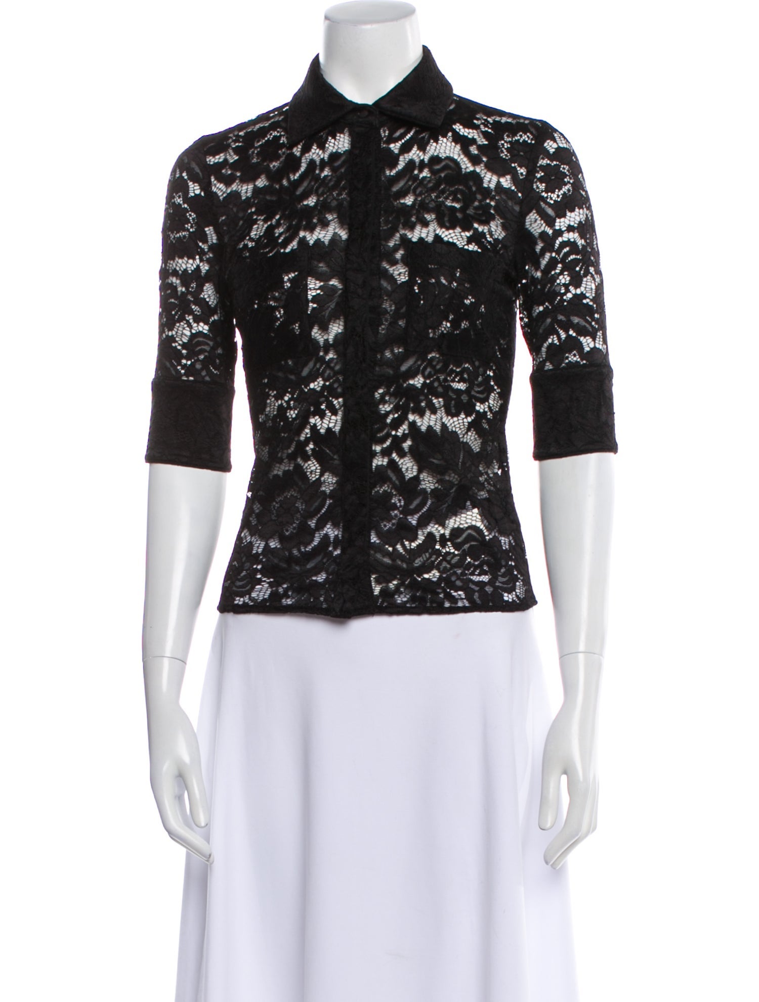 Generation Love Lace Pattern Three-Quarter Sleeve Top