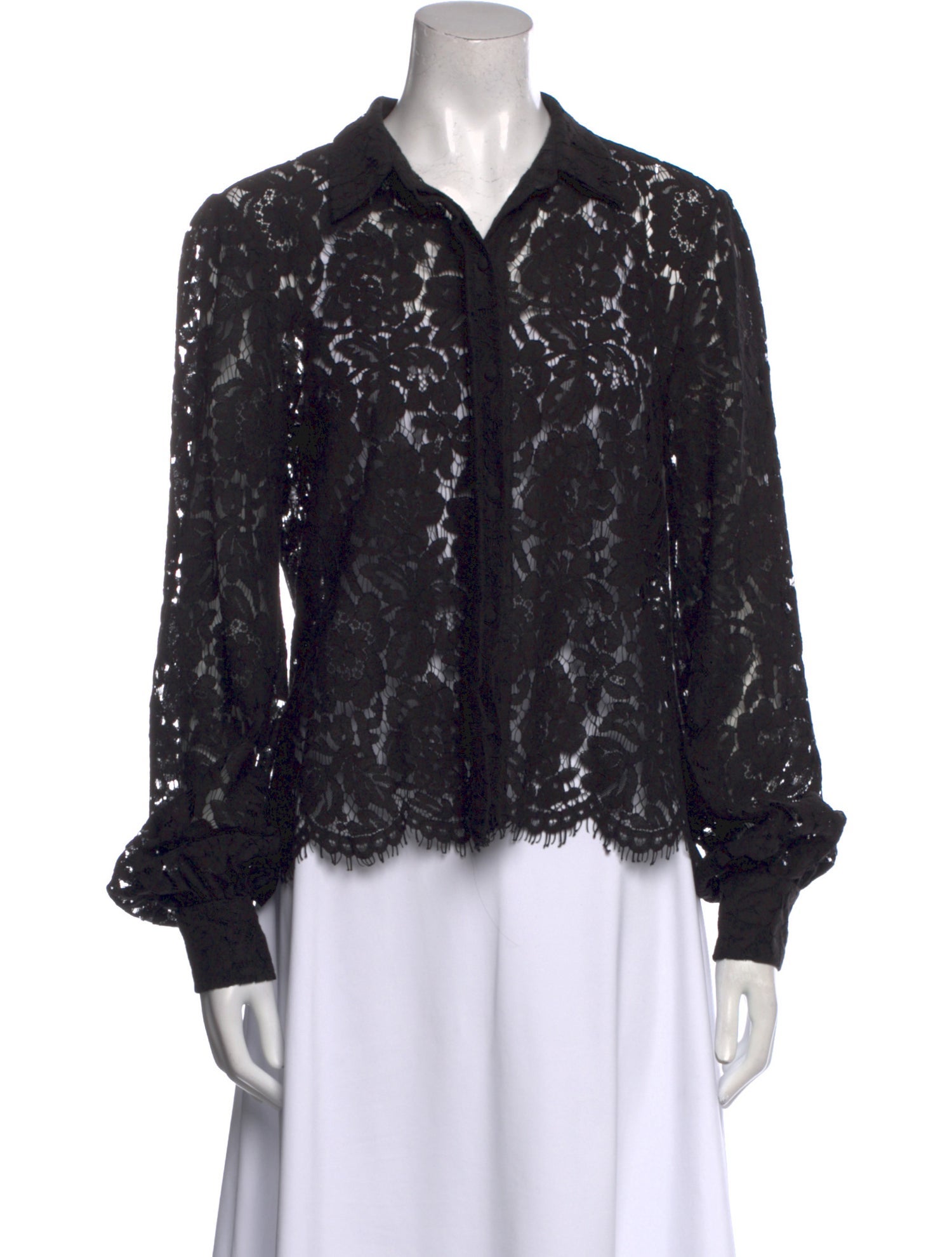 Generation Love Lace Pattern Long Sleeve Button-Up Top