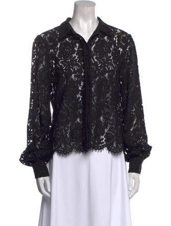 Generation Love Lace Pattern Long Sleeve Button-Up Top
