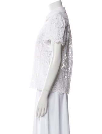 Generation Love Lace Pattern Short Sleeve Button-Up Top