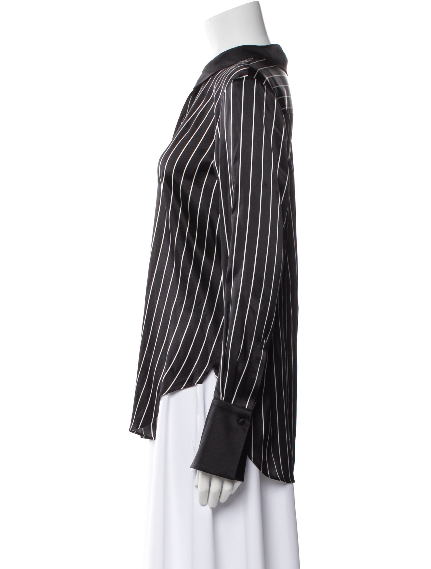 Generation Love Silk Striped Button-Up Top