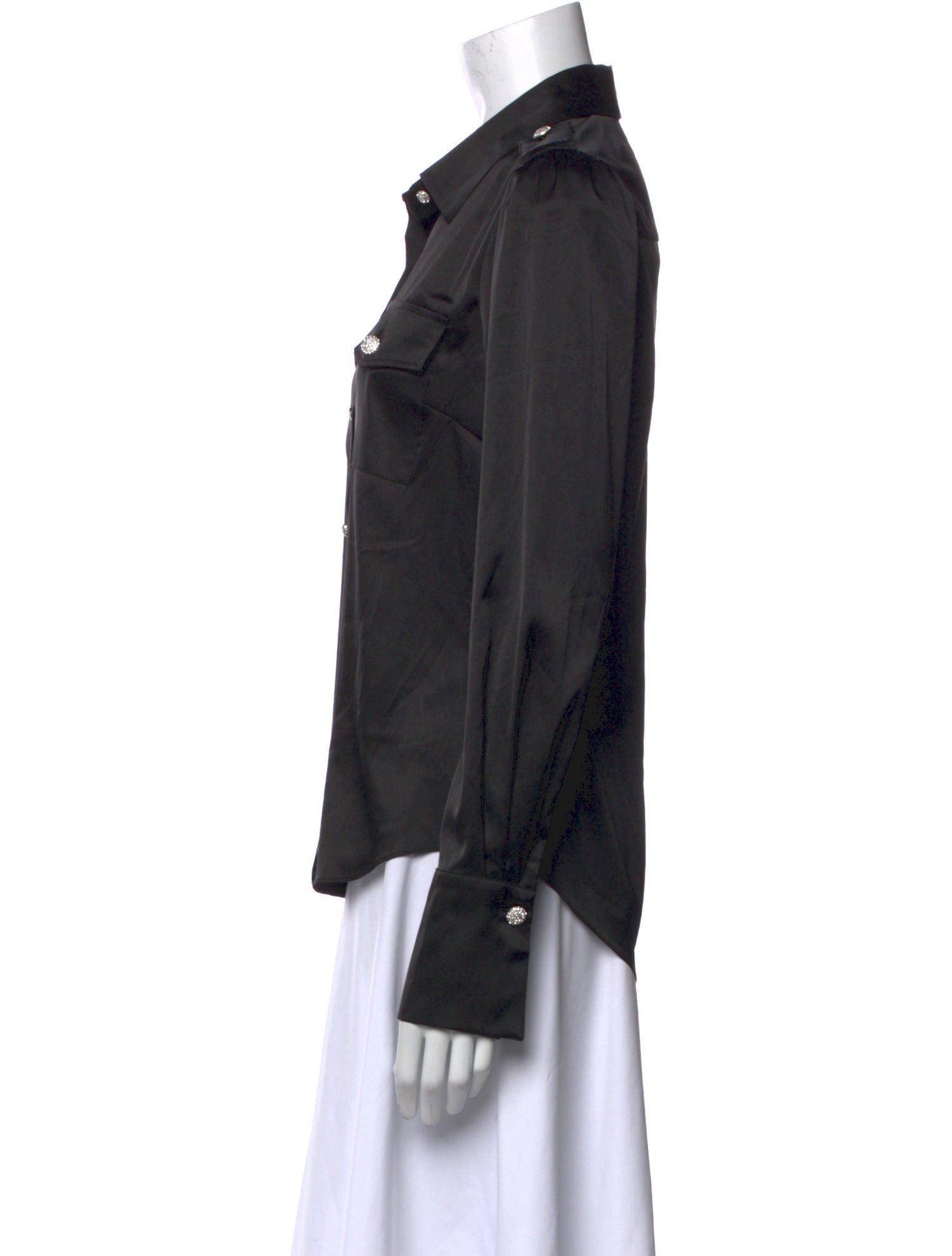 Generation Love Satin Long Sleeve Button-Up Top