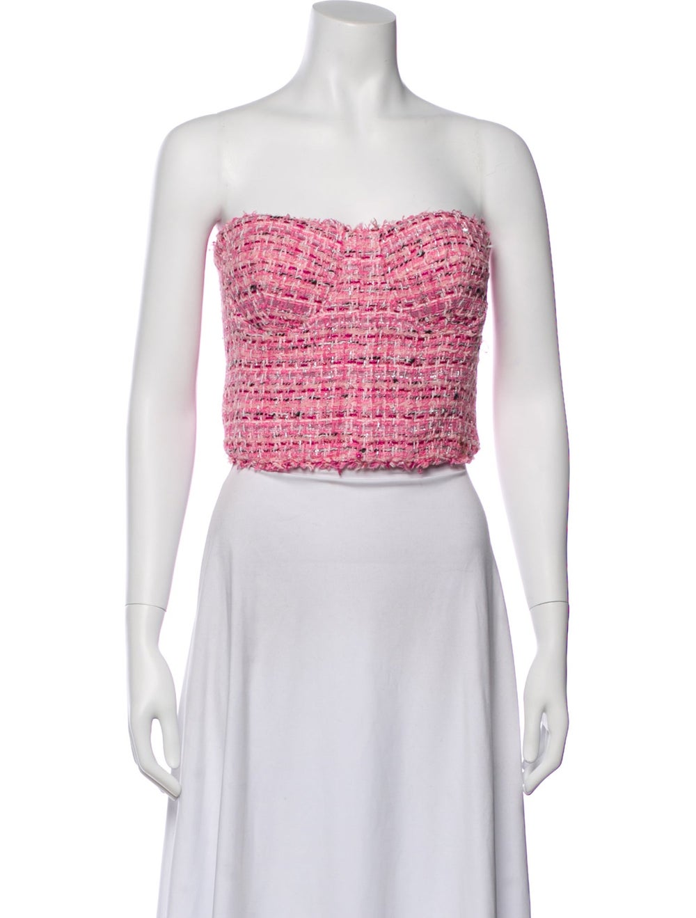 Generation Love Tweed Pattern Strapless Crop Top - image 1