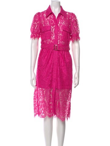 Pre-owned Generation Love Lace Pattern Midi Length Dress In Pink