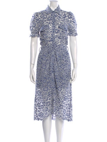 Pre-owned Generation Love Floral Print Midi Length Dress In Blue