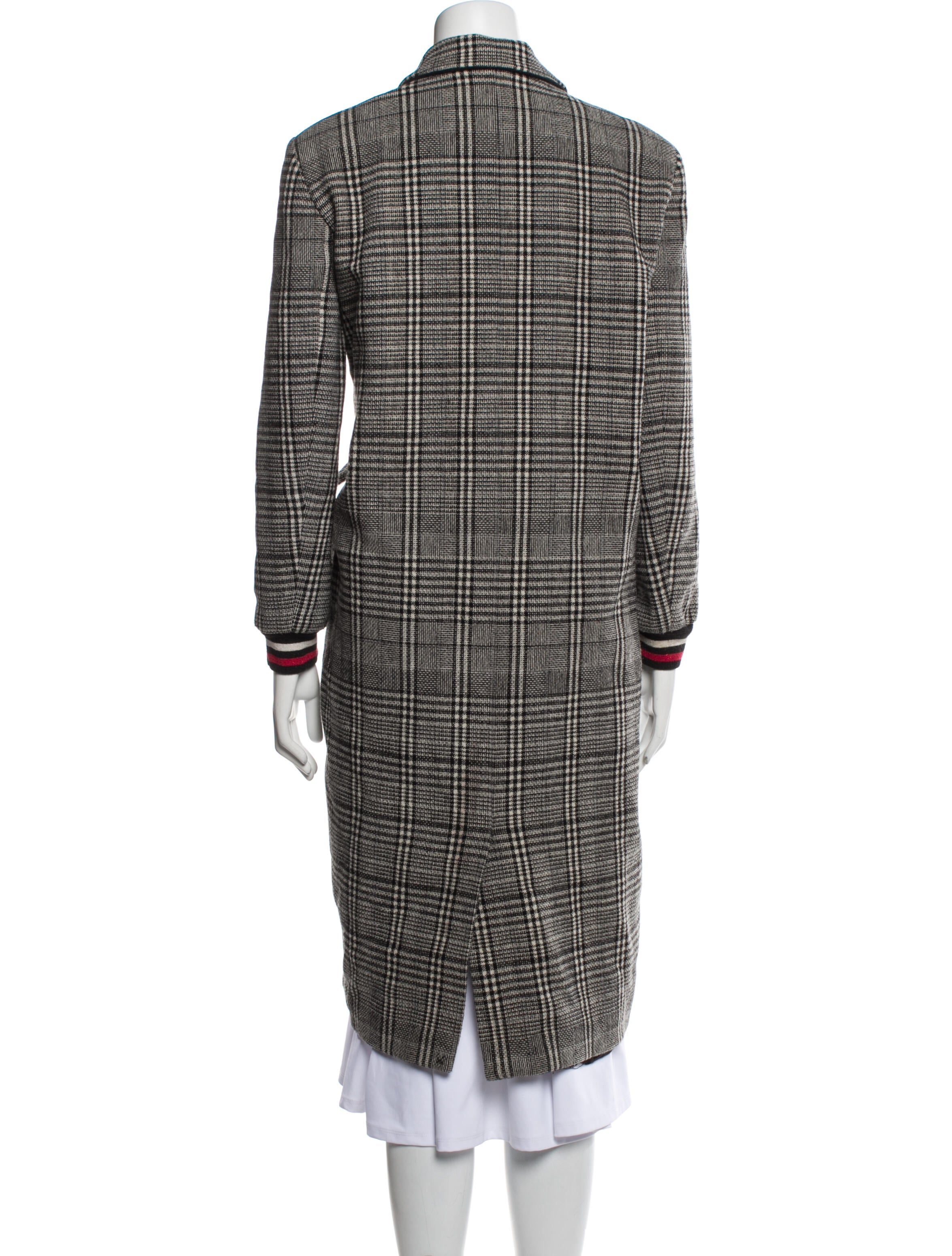 BA&SH Wool Plaid Print Coat Grey Coats, Clothing W2H35652 The
