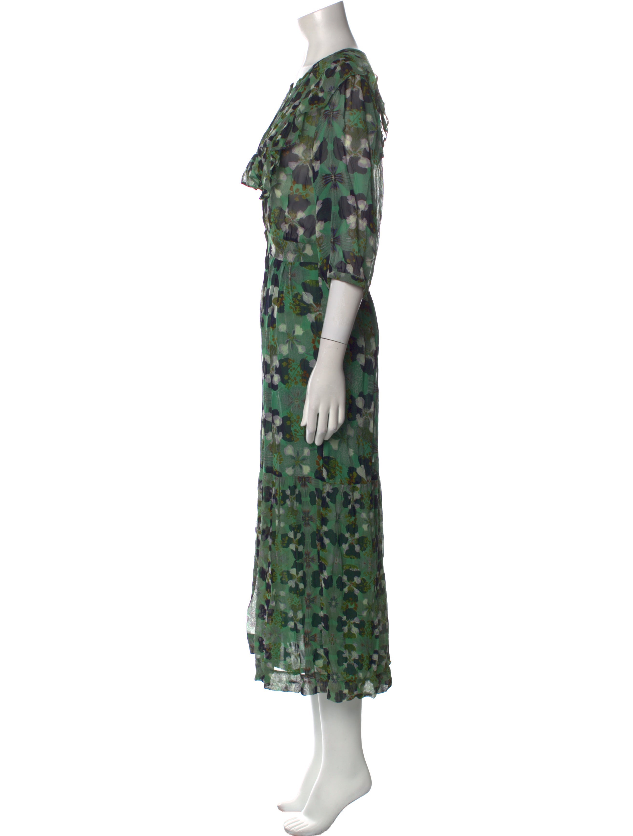 BA&SH Printed Long Dress - Green Dresses, Clothing - W2H43527 | The RealReal