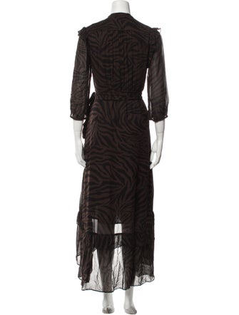 BA&SH Animal Print Long Dress
