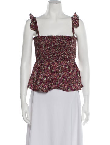 Ba&Sh Tops Floral Print Square Neckline Crop Top US 4 | S