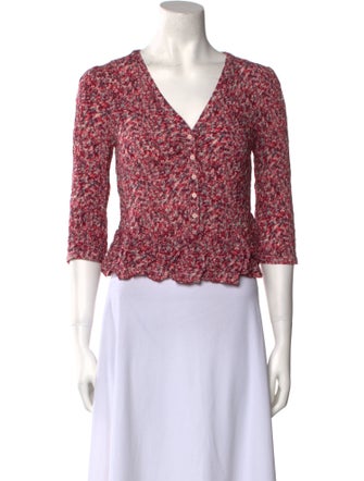 BA&SH Printed Plunge Neckline Crop Top