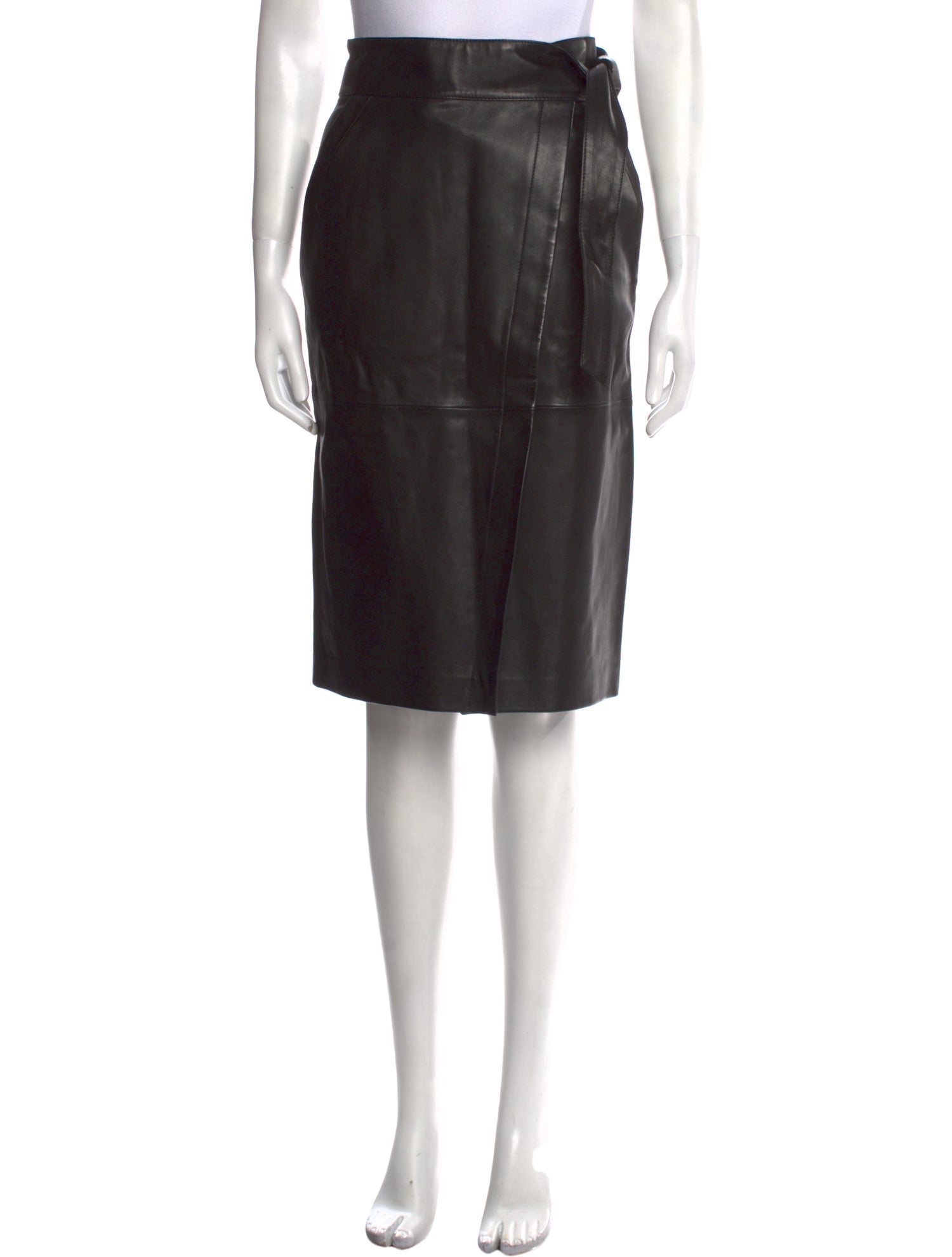 BA&SH Lamb Leather Knee-Length Skirt