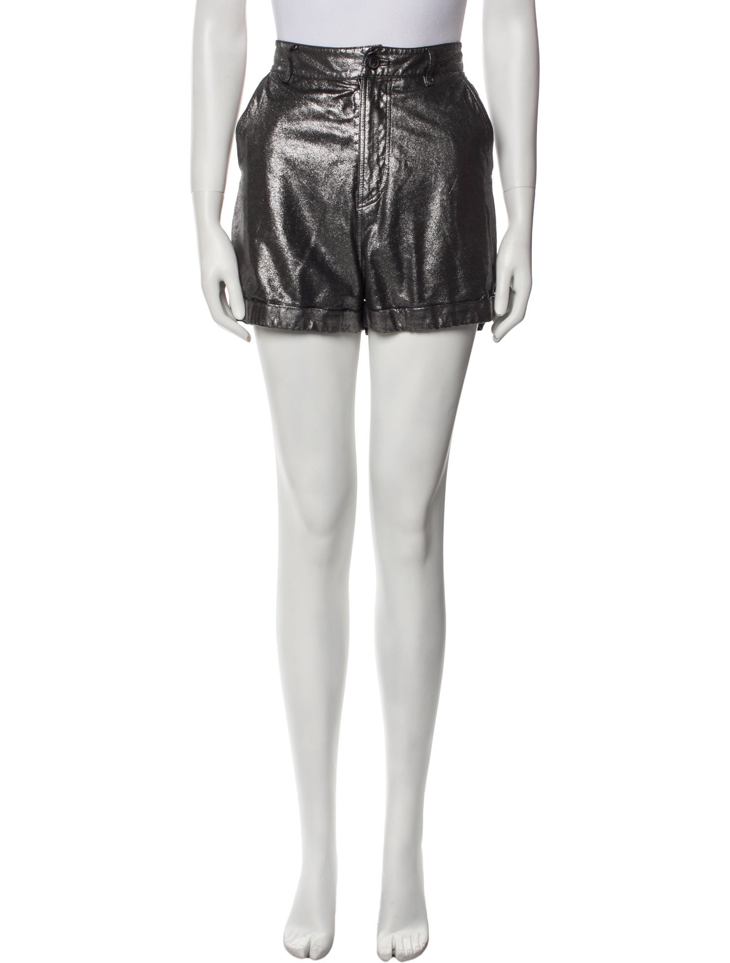 BA&SH Lamb Leather Mini Shorts