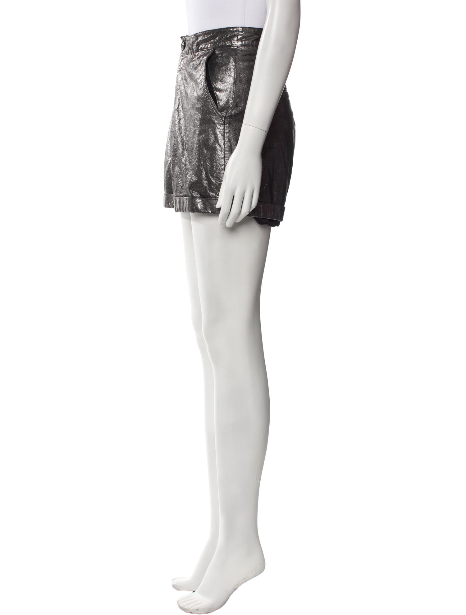 BA&SH Lamb Leather Mini Shorts