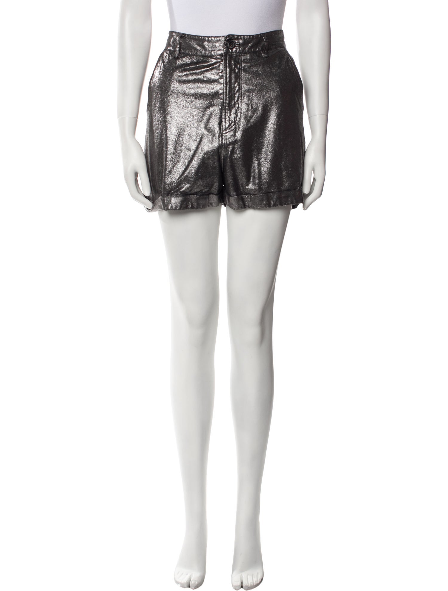 BA&SH Lamb Leather Mini Shorts