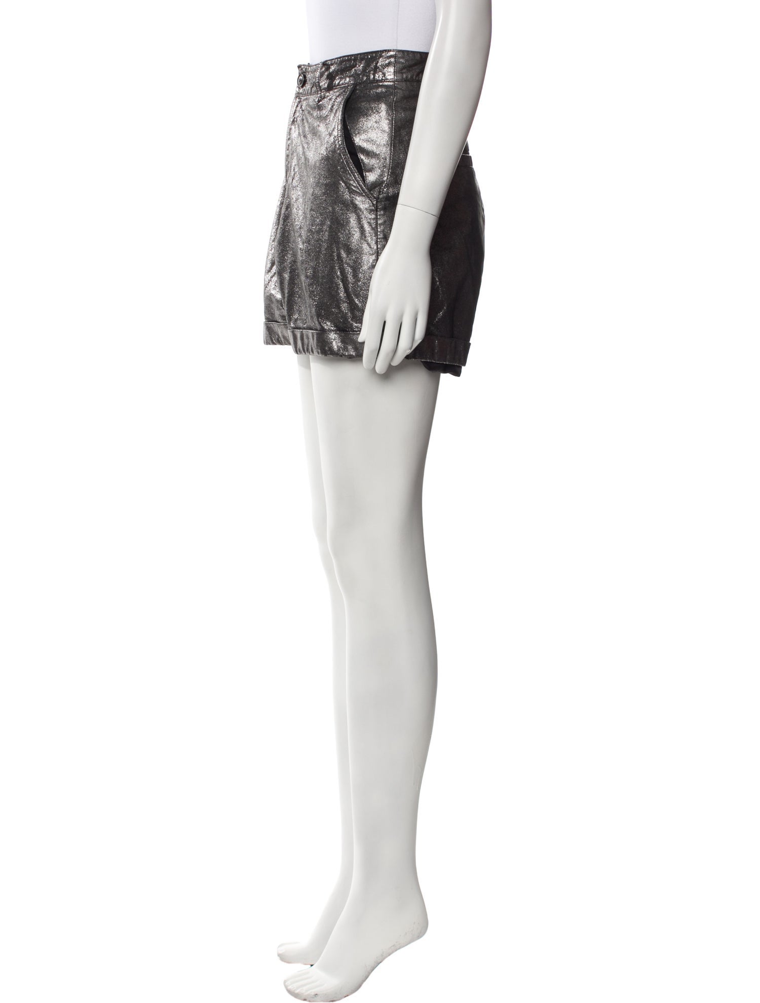 BA&SH Lamb Leather Mini Shorts