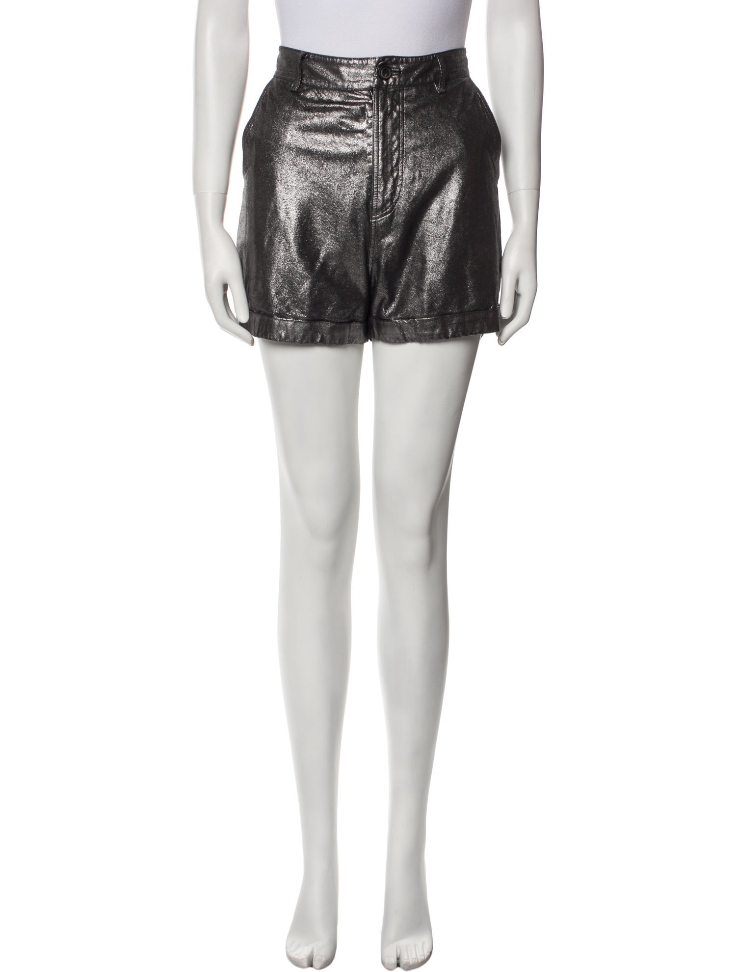 BA&SH Lamb Leather Mini Shorts