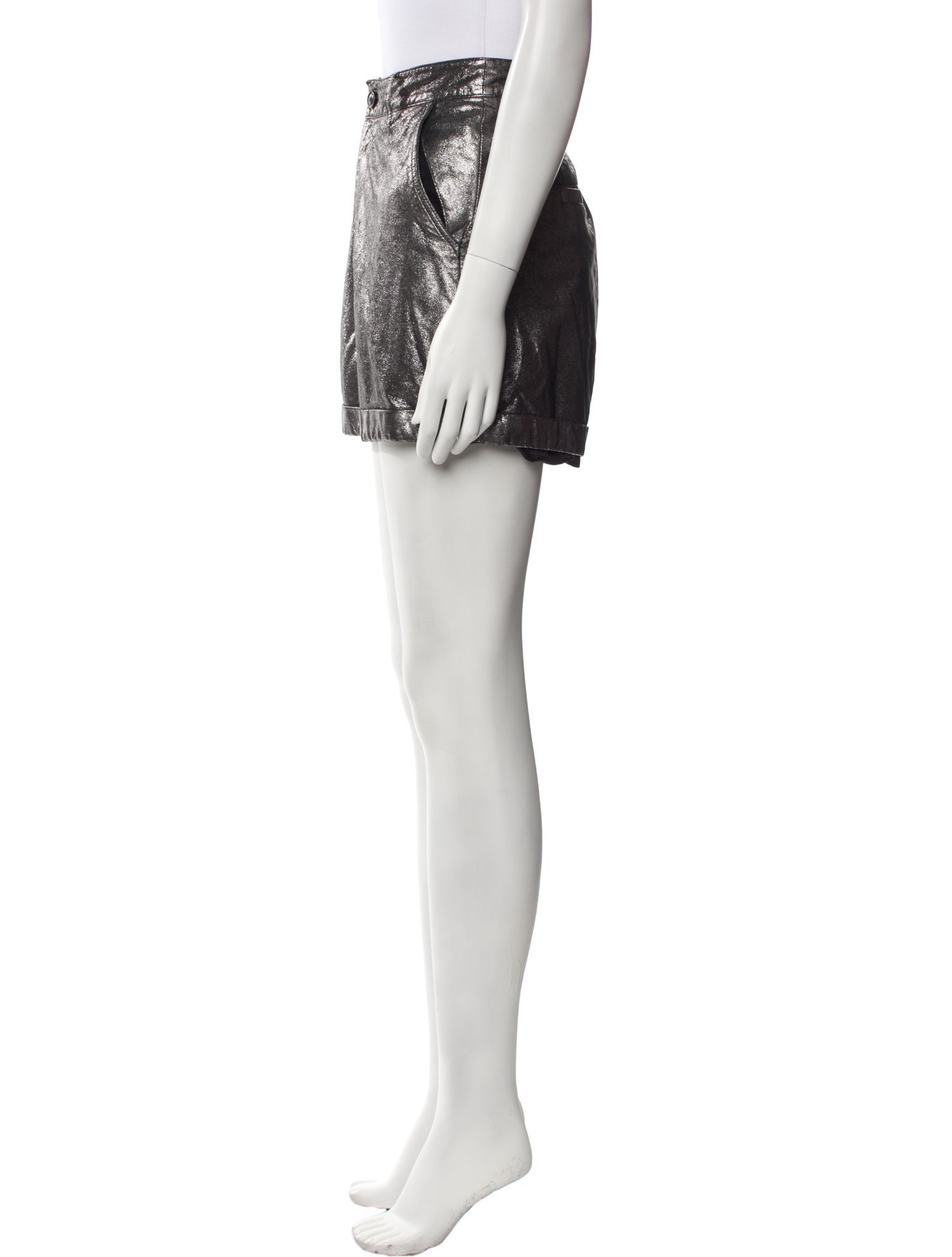 BA&SH Lamb Leather Mini Shorts