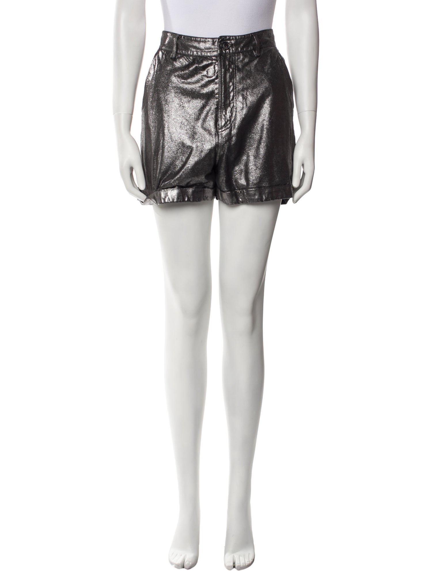 BA&SH Lamb Leather Mini Shorts