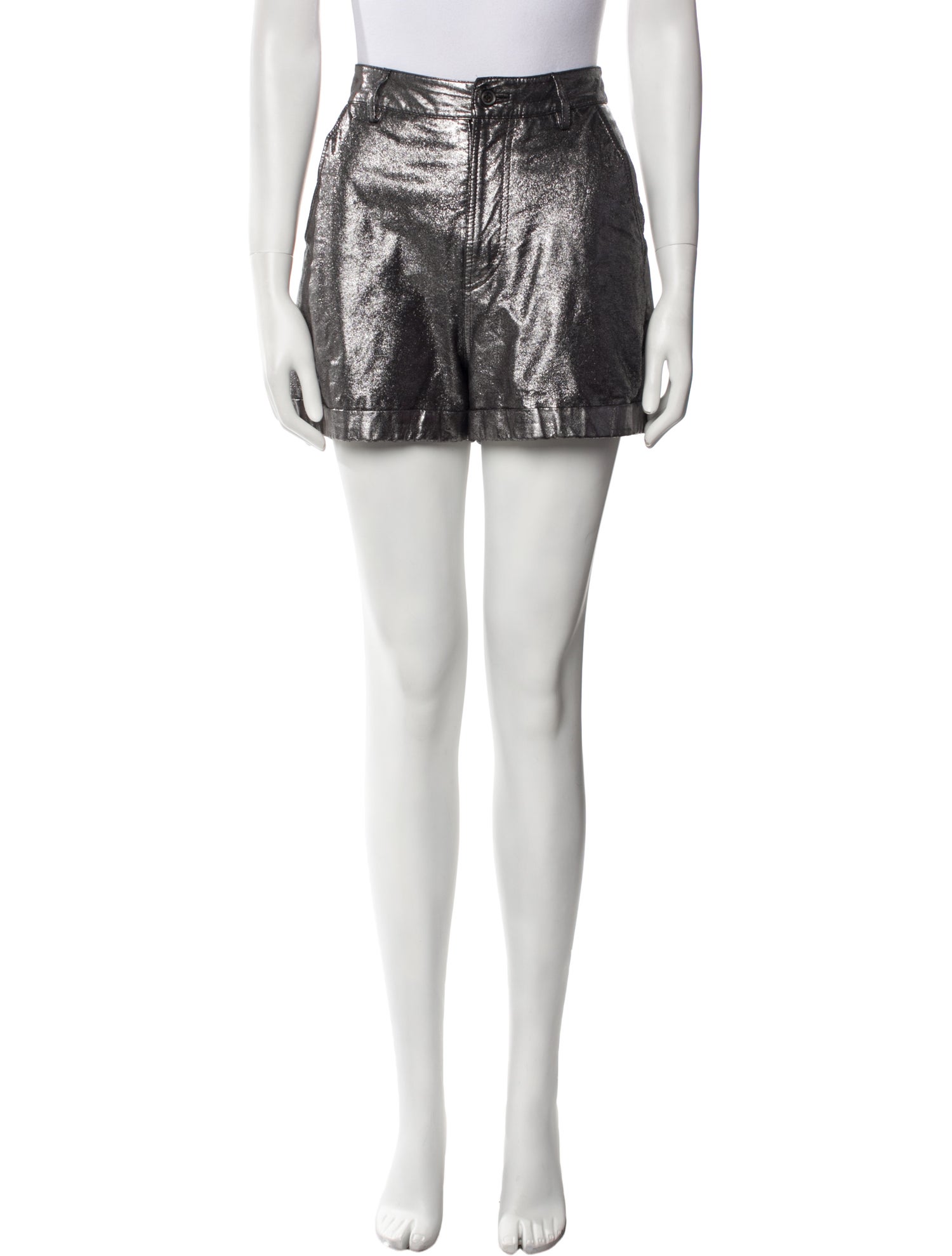 BA&SH Lamb Leather Mini Shorts