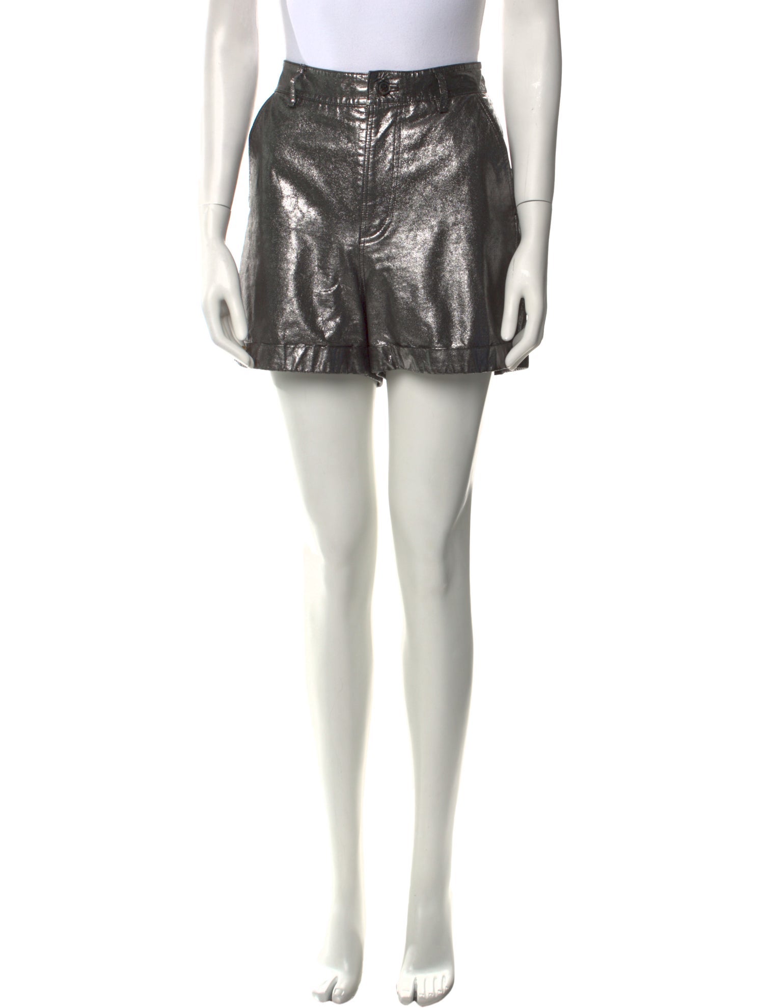 BA&SH Lamb Leather Mini Shorts