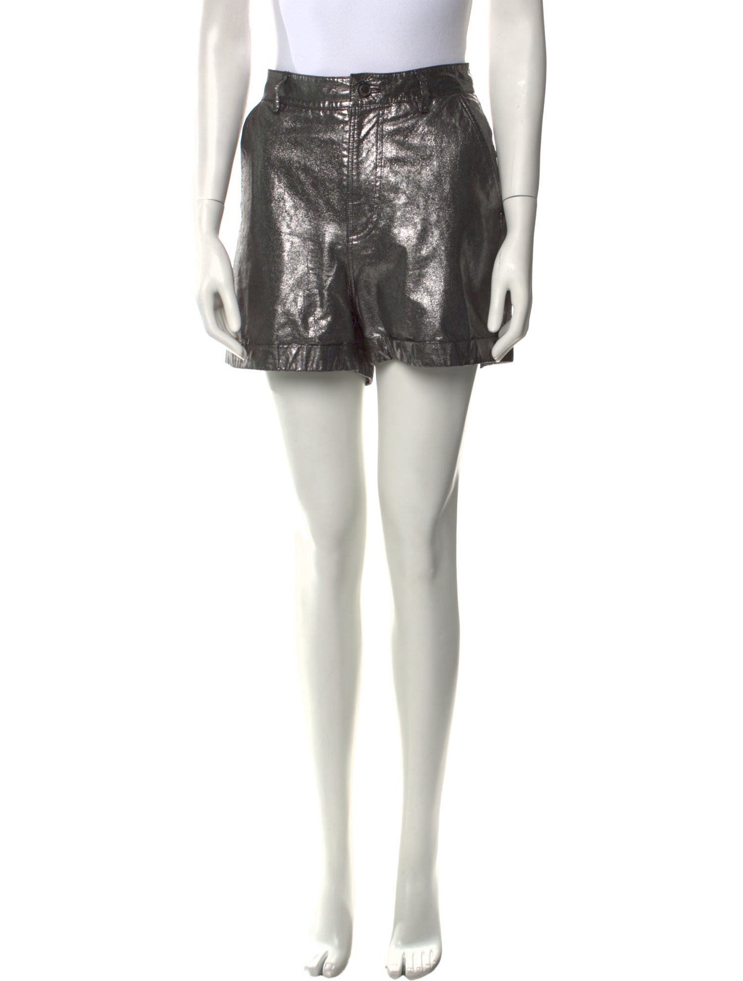 BA&SH Lamb Leather Mini Shorts
