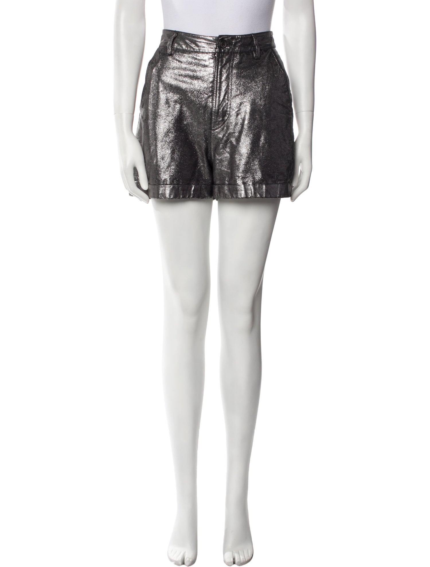 BA&SH Lamb Leather Mini Shorts